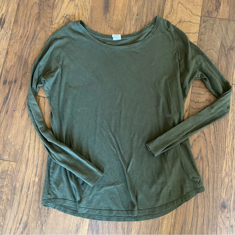 PINK Victoria's Secret Green Long Sleeve Tee
